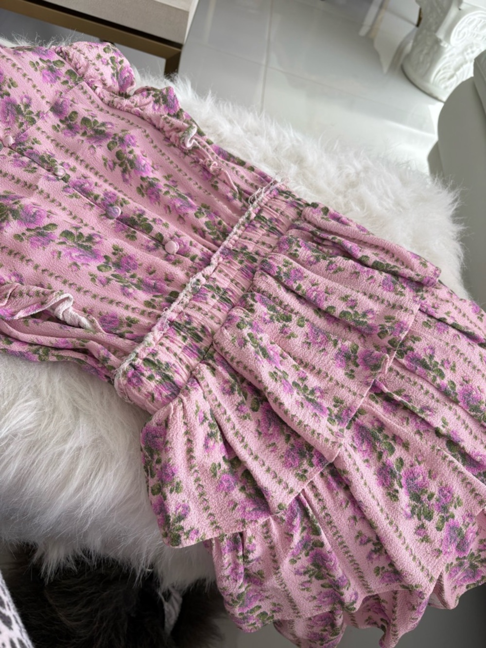 LoveShackFancy Girls Dress  lilac with pinkish floral print 8/9 - Picture 7 of 7
